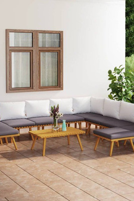 vidaXL 3087019 - 11 Piece Garden Lounge Set with Cushions Solid Acacia Wood