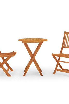 vidaXL 3087160 - 3 Piece Folding Outdoor Dining Set Solid Eucalyptus Wood