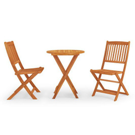 vidaXL 3087160 - 3 Piece Folding Outdoor Dining Set Solid Eucalyptus Wood