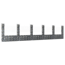 vidaXL 151286 - U-shape Gabion Basket with 6 Posts Iron 620x20x150 cm