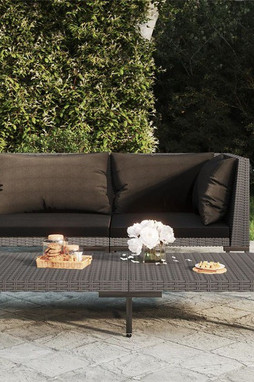 vidaXL 318600 - Garden Sofa with Cushions Half Round Poly Rattan