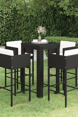vidaXL 3094781 - 5 Piece Garden Bar Set with Cushions Poly Rattan