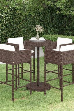 vidaXL 3094774 - 5 Piece Garden Bar Set with Cushions Poly Rattan