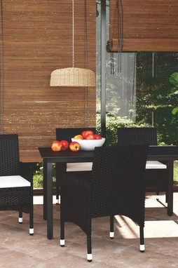 vidaXL 3094975 - 5 Piece Garden Dining Set with Cushions Poly Rattan