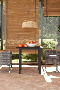 vidaXL 3095003 - 3 Piece Garden Dining Set with Cushions Poly Rattan