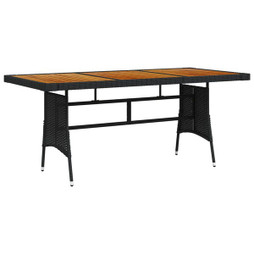 vidaXL 318694 - Garden Table 160x70x72 cm Poly Rattan & Solid Acacia Wood