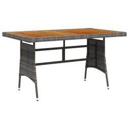 vidaXL 318696 - Garden Table 130x70x72 cm Poly Rattan & Solid Acacia Wood