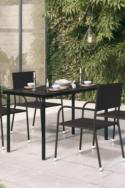 vidaXL 318747 - Garden Dining Table 140x70x74 cm Steel and Glass