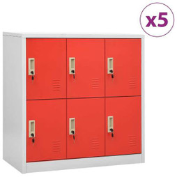 vidaXL 3095237 - Locker Cabinets 5 pcs Light and Red 90x45x92.5 cm Steel