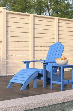 vidaXL 3095711 - Garden Adirondack Chair with Footstool & Table HDPE Aqua