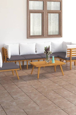 vidaXL 3087031 - 7 Piece Garden Lounge Set with Cushions Solid Acacia Wood