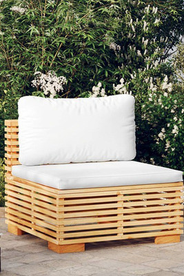 vidaXL 319156 - Garden Middle Sofa with Cushions Solid Wood Teak
