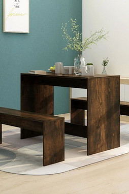 vidaXL 812969 - Ensemble de salle à manger 3 pcs Chêne fumé Aggloméré