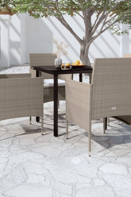 vidaXL 3099294 - 5 Piece Garden Dining Set with Cushions and Black