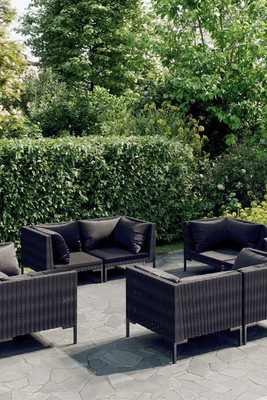 vidaXL 3099808 - 8 Piece Garden Lounge Set with Cushions Poly Rattan Dark