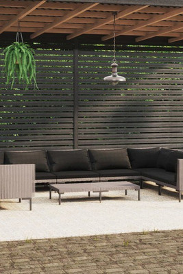 vidaXL 3099931 - Salon de jardin 10 pcs avec coussins Résine tressée foncé