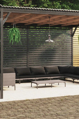 vidaXL 3099933 - 11 Piece Garden Lounge Set with Cushions Poly Rattan Dark