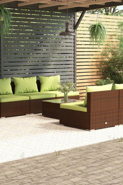 vidaXL 3101452 - 6 Piece Garden Lounge Set with Cushions Poly Rattan