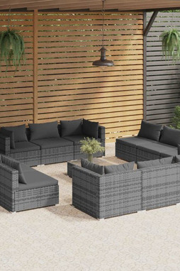 vidaXL 3101597 - 13 Piece Garden Lounge Set with Cushions Poly Rattan