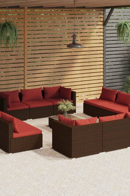vidaXL 3101595 - 13 Piece Garden Lounge Set with Cushions Poly Rattan