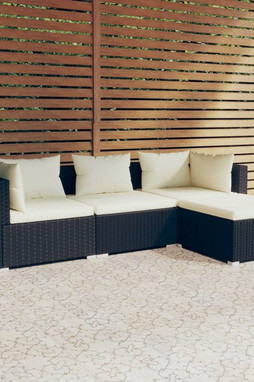 vidaXL 3101639 - 4 Piece Garden Lounge Set with Cushions Poly Rattan