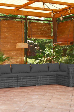 vidaXL 3101693 - 5 Piece Garden Lounge Set with Cushions Poly Rattan