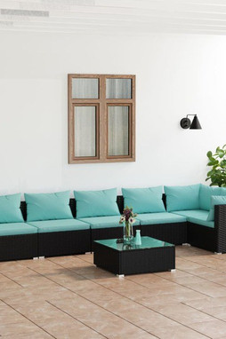 vidaXL 3101721 - 7 Piece Garden Lounge Set with Cushions Poly Rattan