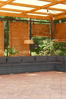 vidaXL 3101709 - 6 Piece Garden Lounge Set with Cushions Poly Rattan