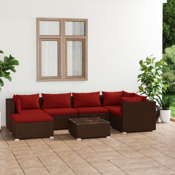 vidaXL 3101819 - 7 Piece Garden Lounge Set with Cushions Poly Rattan