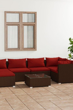 vidaXL 3101819 - 7 Piece Garden Lounge Set with Cushions Poly Rattan
