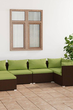 vidaXL 3101812 - 6 Piece Garden Lounge Set with Cushions Poly Rattan