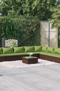 vidaXL 3101780 - 9 Piece Garden Lounge Set with Cushions Poly Rattan