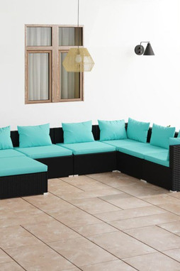 vidaXL 3101833 - 7 Piece Garden Lounge Set with Cushions Poly Rattan