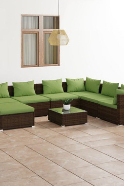 vidaXL 3101852 - 8 Piece Garden Lounge Set with Cushions Poly Rattan