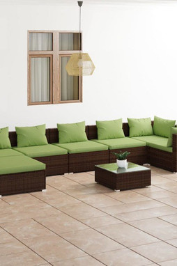 vidaXL 3101844 - 8 Piece Garden Lounge Set with Cushions Poly Rattan