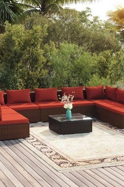 vidaXL 3101915 - 10 Piece Garden Lounge Set with Cushions Poly Rattan