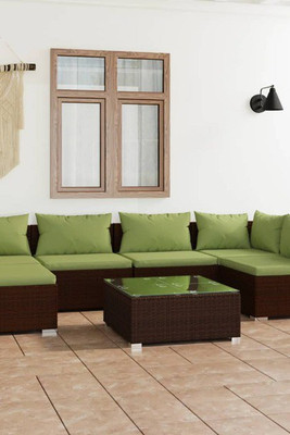 vidaXL 3101884 - 7 Piece Garden Lounge Set with Cushions Poly Rattan