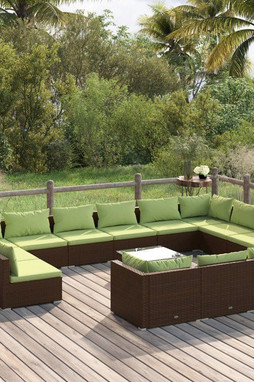 vidaXL 3102116 - 14 Piece Garden Lounge Set with Cushions Poly Rattan