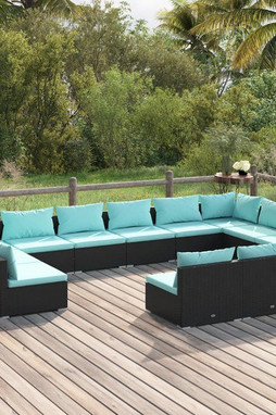 vidaXL 3102137 - 12 Piece Garden Lounge Set with Cushions Poly Rattan
