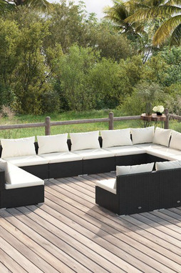 vidaXL 3102135 - 12 Piece Garden Lounge Set with Cushions Poly Rattan