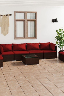 vidaXL 3102219 - 7 Piece Garden Lounge Set with Cushions Poly Rattan