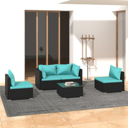 vidaXL 3102177 - 5 Piece Garden Lounge Set with Cushions Poly Rattan