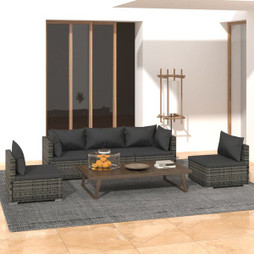 vidaXL 3102189 - 5 Piece Garden Lounge Set with Cushions Poly Rattan