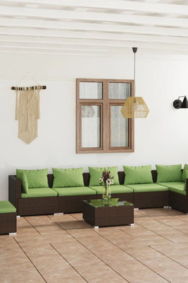 vidaXL 3102348 - 8 Piece Garden Lounge Set with Cushions Poly Rattan