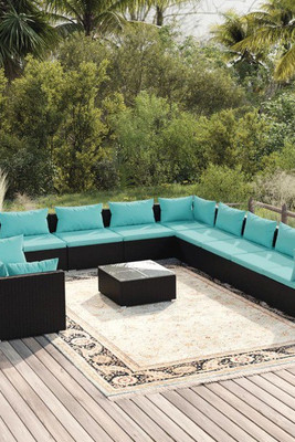 vidaXL 3102537 - 12 Piece Garden Lounge Set with Cushions Poly Rattan