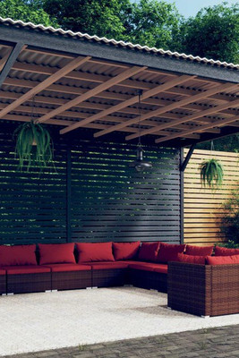 vidaXL 3102795 - 10 Piece Garden Lounge Set with Cushions Poly Rattan