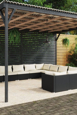 vidaXL 3102807 - 11 Piece Garden Lounge Set with Cushions Poly Rattan