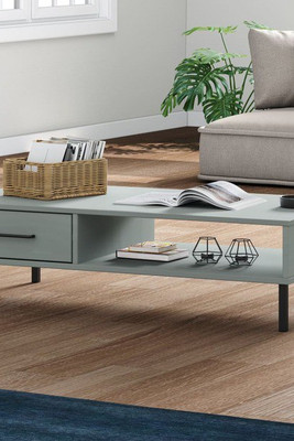 vidaXL 351037 - Coffee Table with Metal Legs Solid Wood Pine OSLO