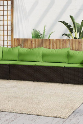 vidaXL 319832 - 4 Piece Garden Lounge Set with Cushions Poly Rattan