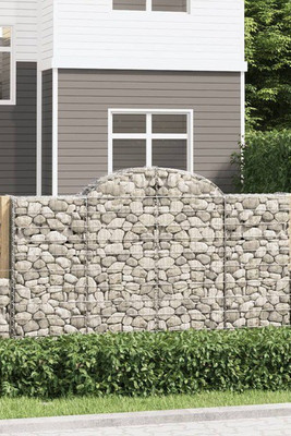 vidaXL 3146346 - Arched Gabion Baskets 7 pcs 200x50x120/140 cm Galvanised Iron